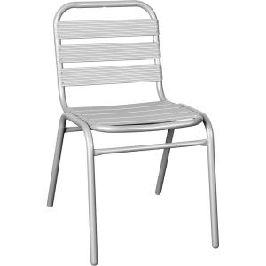 Flash Furniture Lila Commercial Black Indoor-Outdoor Restaurant Stack Chair with Triple Slat Back(Silver)