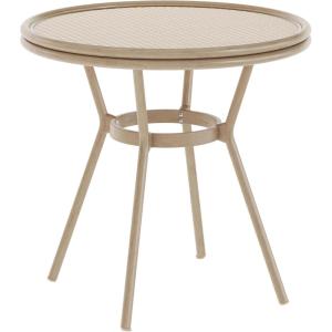 Flash Furniture Lourdes Indoor/Outdoor Commercial Bistro Table – Tempered Glass Top – PE Rattan – Lt NAT Bamboo Print Aluminum Frame – 31.5″ – NAT/White(Natural & White Rattan/Light Natural Frame)