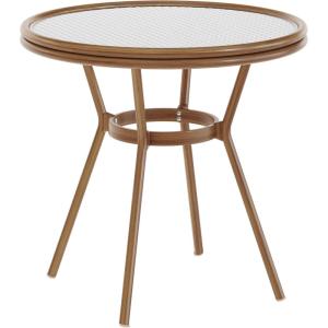 Flash Furniture Lourdes Indoor/Outdoor Commercial Bistro Table – Tempered Glass Top – PE Rattan – Lt NAT Bamboo Print Aluminum Frame – 31.5″ – NAT/White(White & Gray Rattan/Natural Frame)