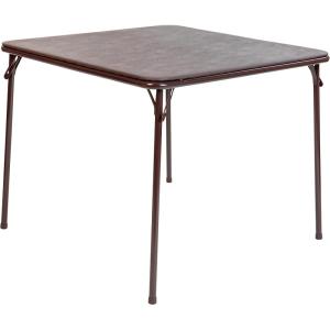 Flash Furniture Madison 5-Piece Folding Card Table and Chairs Set, Portable Event Table and Chairs Set for Indoor and Outdoor Gatherings, Gray(Brown)