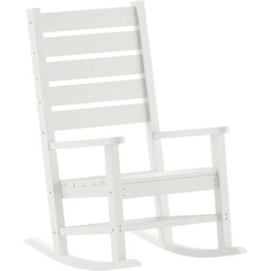 Flash Furniture Manchester Commercial Grade Outdoor Rocking Chair, All-Weather HDPE Indoor/Outdoor Rocker, White(White)