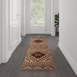 Flash Furniture Marana Collection Southwestern Style Area Rug – Brown Olefin Accent Rug – 5′ x 7′ – Cotton Backing – Entryway, Living Room, Bedroom(Brown)