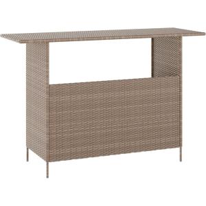 Flash Furniture Marco Indoor/Outdoor Patio Bar Counter Table, All-Weather Wicker Rattan Pattern, 2 Shelves, Gray(Brown)