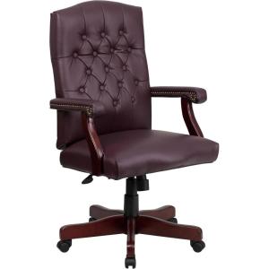 Flash Furniture Martha Washington Burgundy LeatherSoft Executive Swivel Office Chair with Arms(Burgundy Leathersoft)