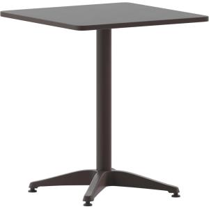 Flash Furniture Mellie Commercial Grade 27.5″ Square Aluminum Indoor-Outdoor Table with Base(Bronze)