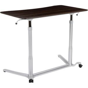 Flash Furniture Merritt Sit-Down, Stand-Up Black Computer Ergonomic Desk with 37.375″W Top (Adjustable Range 29″ – 40.75″)(Dark Wood Grain)