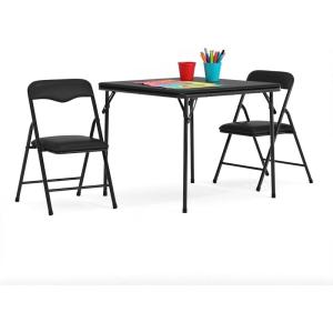 Flash Furniture Mindy Kids 3-Piece Folding Square Table and Chairs Set for Daycare and Classrooms, Children’s Activity Table/Chairs Set, Multicolor(Black)