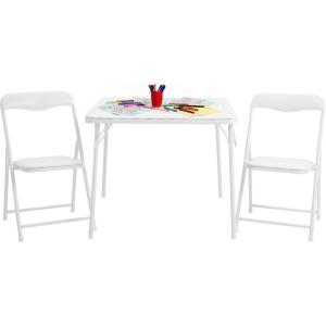 Flash Furniture Mindy Kids 3-Piece Folding Square Table and Chairs Set for Daycare and Classrooms, Children’s Activity Table/Chairs Set, Multicolor(White)