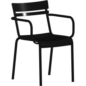 Flash Furniture Nash Commercial Grade Steel Stack Chair, Indoor-Outdoor Arm Chair with 2 Slat Back, Set of 4, Silver(Black)