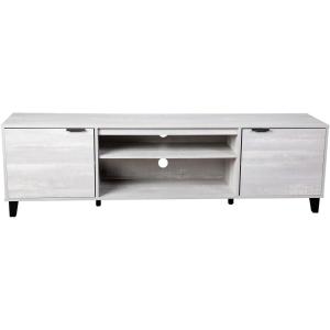 Flash Furniture Nelson Mid Century Modern TV Stand for up to 60″ TV’s – Gray Finish – 70″ Wide – Adjustable Shelves – Open and Closed Storage