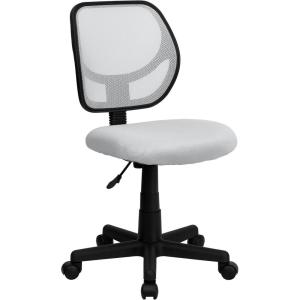 Flash Furniture Neri Low Back Black Mesh Swivel Task Office Chair with Curved Square Back(White)