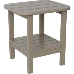 Flash Furniture Newport 2-Tier Adirondack Side Table – Recycled HDPE All-Weather Materials – Indoor/Outdoor – Red(Brown)