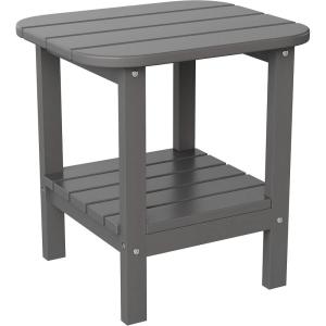 Flash Furniture Newport 2-Tier Adirondack Side Table – Recycled HDPE All-Weather Materials – Indoor/Outdoor – Red(Grey)