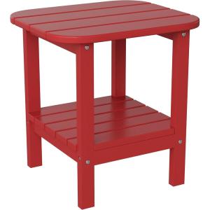 Flash Furniture Newport 2-Tier Adirondack Side Table – Recycled HDPE All-Weather Materials – Indoor/Outdoor – Red(Red)