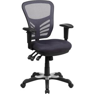 Flash Furniture Nicholas Mid-Back Swivel Desk Chair with Wheels, Mesh Back, Padded Seat, and Armrests, Adjustable Height Mesh Ergonomic Office Chair, Black(Dark Gray)