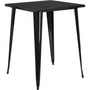 Flash Furniture Nolan Commercial Grade 31.5″ Square Silver Metal Indoor-Outdoor Bar Height Table(Black)