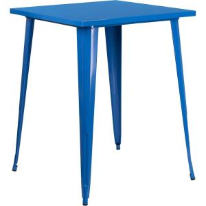 Flash Furniture Nolan Commercial Grade 31.5″ Square Silver Metal Indoor-Outdoor Bar Height Table(Blue)