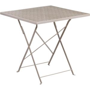 Flash Furniture Oia Commercial Grade 28″ Square Black Indoor-Outdoor Steel Folding Patio Table(Light Gray)