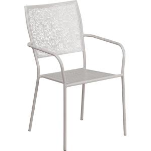 Flash Furniture Oia Commercial Grade 5 Pack Black Indoor-Outdoor Steel Patio Arm Chair with Square Back(Light Gray)