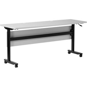 Flash Furniture Palmer Commercial Nesting Flip Training Table, Heavy-Duty Steel Frame and T-Legs, Modesty Panel, 1″ Thick Tabletop, 60″ x 24″, White Top/Black Frame(Gray Top/Black Frame)