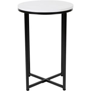 Flash Furniture Pearl 23.75” Square Adjustable Height White Wood Swivel Top Table (Adjustable Range 33” – 40.5”)(White Top/Matte Black Frame)