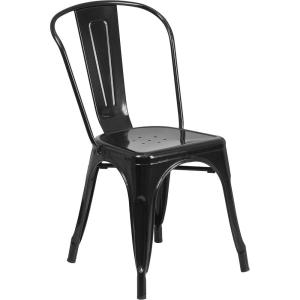 Flash Furniture Perry Commercial Grade Black-Antique Gold Metal Indoor-Outdoor Stackable Chair(Black)