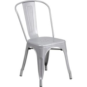 Flash Furniture Perry Commercial Grade Black-Antique Gold Metal Indoor-Outdoor Stackable Chair(Silver)
