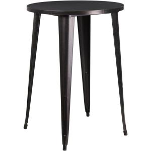Flash Furniture Philip Commercial Grade 30″ Round Black Metal Indoor-Outdoor Bar Height Table(Black-antique Gold)