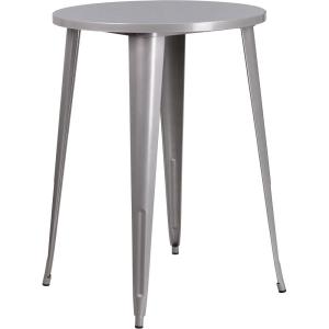 Flash Furniture Philip Commercial Grade 30″ Round Black Metal Indoor-Outdoor Bar Height Table(Silver)