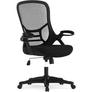 Flash Furniture Porter High Back Black Mesh Ergonomic Swivel Office Chair with Black Frame and Flip-up Arms(Black)