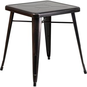 Flash Furniture Prince Commercial Grade 23.75″ Square White Metal Indoor-Outdoor Table(Black-antique Gold)
