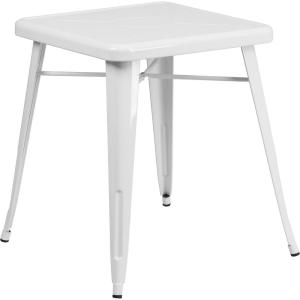 Flash Furniture Prince Commercial Grade 23.75″ Square White Metal Indoor-Outdoor Table(White)