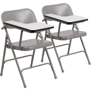 Flash Furniture Ralph Premium Steel Folding Chair with Right Handed Tablet Arm(Set of 2)