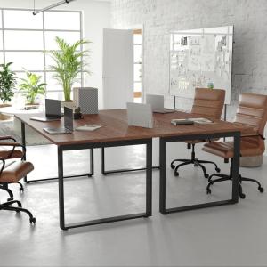 Flash Furniture Redmond Conference Table with U-Frame Base, Commercial Water and Scratch Resistant Laminate Finish, PVC Edge, Heavy Duty Steel Frame, 72×36, Walnut(Walnut)