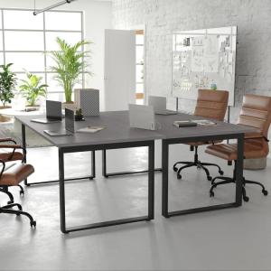 Flash Furniture Redmond Conference Table with U-Frame Base, Commercial Water and Scratch Resistant Laminate Finish, PVC Edge, Heavy Duty Steel Frame, 72×36, Walnut(Gray Oak)