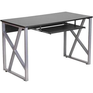 Flash Furniture Salvador Black Computer Desk with Pull-Out Keyboard Tray and Cross-Brace Frame