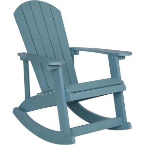 Flash Furniture Savannah Poly Resin Wood Adirondack Rocking Chair – All Weather Yellow Polystyrene – Stainless Steel Hardware(Sea Foam)