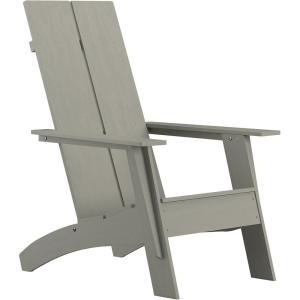 Flash Furniture Sawyer Modern Commercial 2-Slat Back Adirondack Chair – Navy Blue Commercial All-Weather Poly Resin Lounge Chair(Grey)