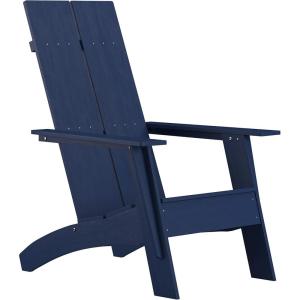 Flash Furniture Sawyer Modern Commercial 2-Slat Back Adirondack Chair – Navy Blue Commercial All-Weather Poly Resin Lounge Chair(Navy)