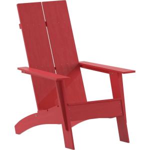 Flash Furniture Sawyer Modern Commercial 2-Slat Back Adirondack Chair – Navy Blue Commercial All-Weather Poly Resin Lounge Chair(Red)