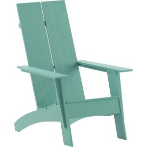 Flash Furniture Sawyer Modern Commercial 2-Slat Back Adirondack Chair – Navy Blue Commercial All-Weather Poly Resin Lounge Chair(Sea Foam)