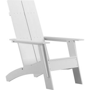 Flash Furniture Sawyer Modern Commercial 2-Slat Back Adirondack Chair – Navy Blue Commercial All-Weather Poly Resin Lounge Chair(White)