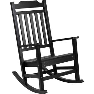 Flash Furniture Set of 2 Winston All-Weather Rocking Chair in Red Faux Wood(Black)