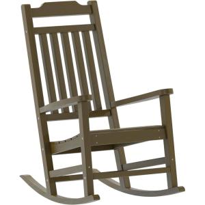 Flash Furniture Set of 2 Winston All-Weather Rocking Chair in Red Faux Wood(Mahogany)