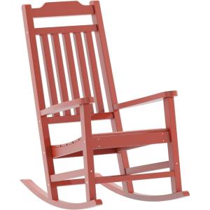 Flash Furniture Set of 2 Winston All-Weather Rocking Chair in Red Faux Wood(Red)