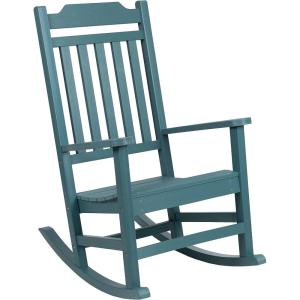 Flash Furniture Set of 2 Winston All-Weather Rocking Chair in Red Faux Wood(Teal)