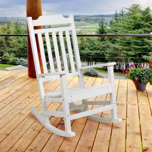 Flash Furniture Set of 2 Winston All-Weather Rocking Chair in Red Faux Wood(White)