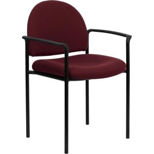 Flash Furniture Tiffany Side Reception Chair with Armrests, Stackable Vinyl Waiting Room Chair for Commercial or Residential Use, Navy(Burgundy Fabric)