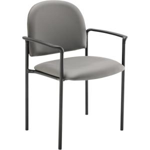 Flash Furniture Tiffany Side Reception Chair with Armrests, Stackable Vinyl Waiting Room Chair for Commercial or Residential Use, Navy(Gray Vinyl)
