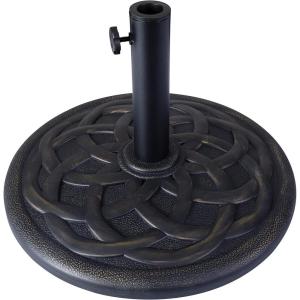 Flash Furniture Universal Black Cement Patio Umbrella Base with Weatherproof Plastic Polymer Coating – 19.25″ Diameter(Bronze)